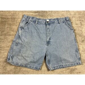 Real Work Wear Jean Shorts Mens 48 Blue Denim Cargo Carpenter Cotton‎